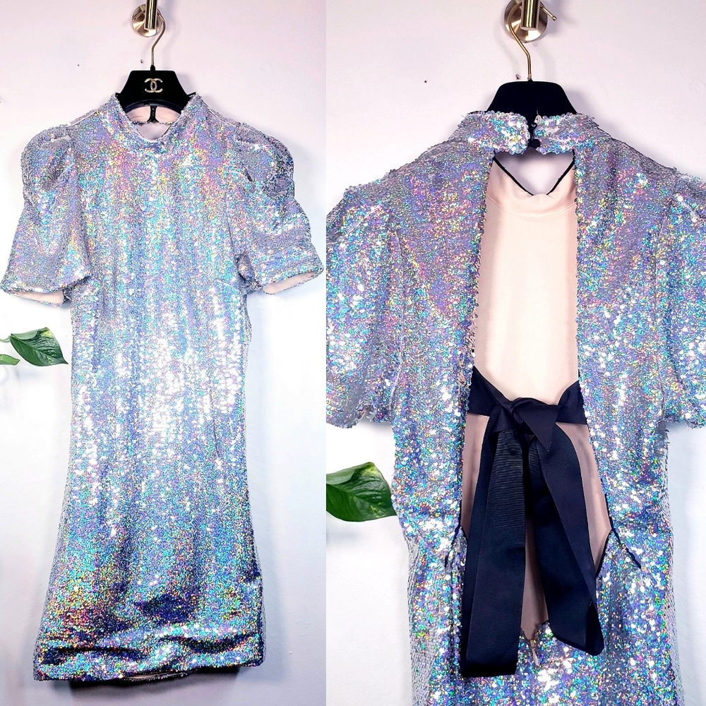 ASOS Edition New Glitter Sparkle Mini Party Dress - Picture 2 of 15